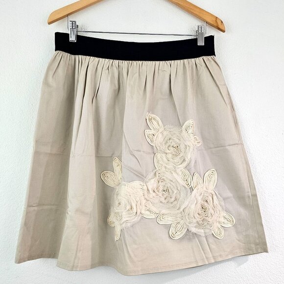 American Sz 3X Floral Rosette Appliqués Ecru Skirt Pockets Romantic Party Fairy - Picture 3 of 9